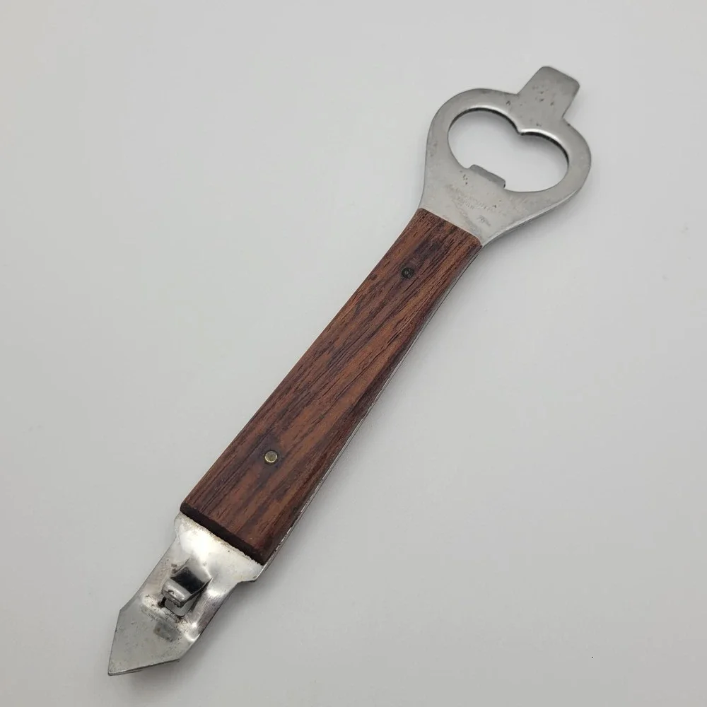 Vintage Stainless Steel Wood‎ Handle Bottle and Can Opener JAPAN Handheld